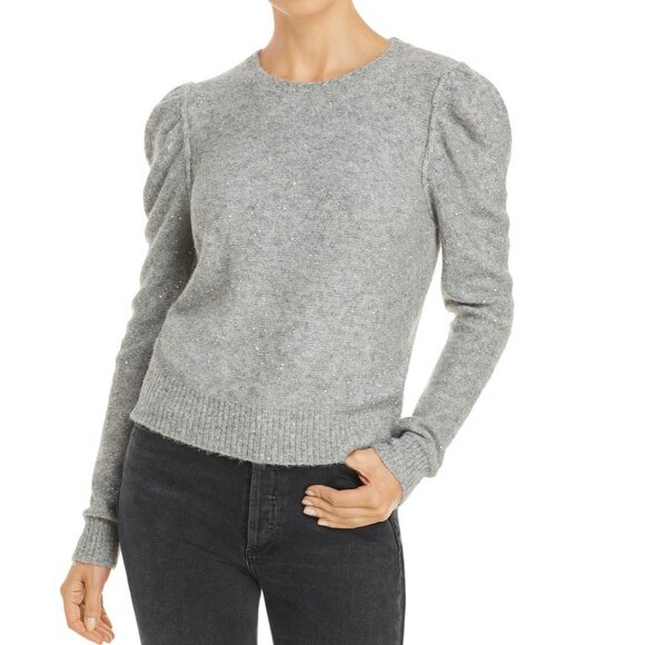 Generation Love Tinsley Sequin Puff Sleeve Sweater Silver Grey Size Small - Picture 1 of 3